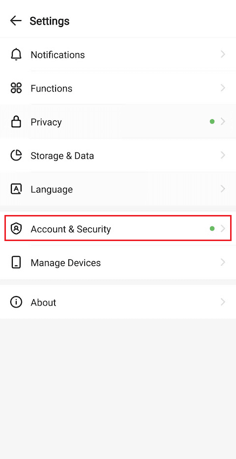 toca Cuenta y seguridad