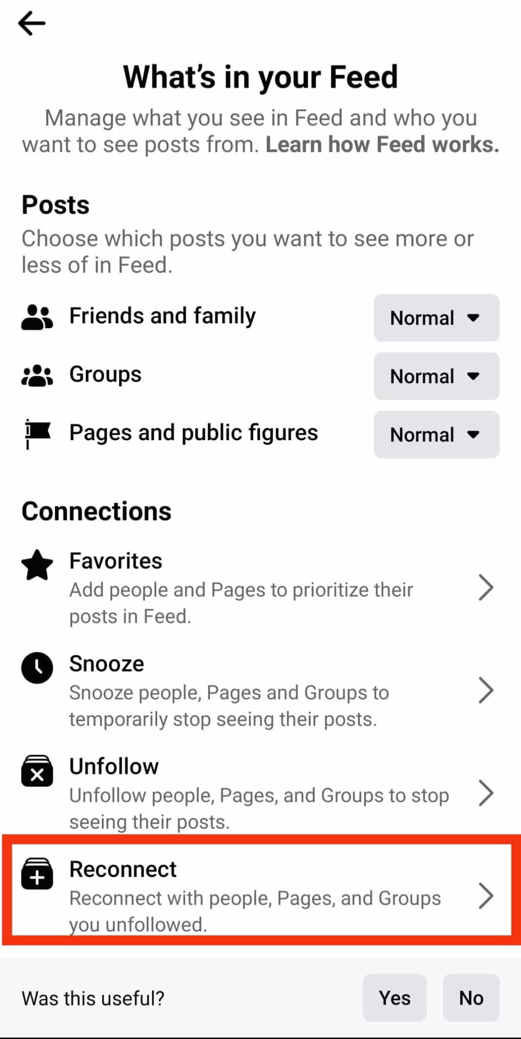 Toca Reconectar.  |  accidentalmente eliminé a alguien en Facebook