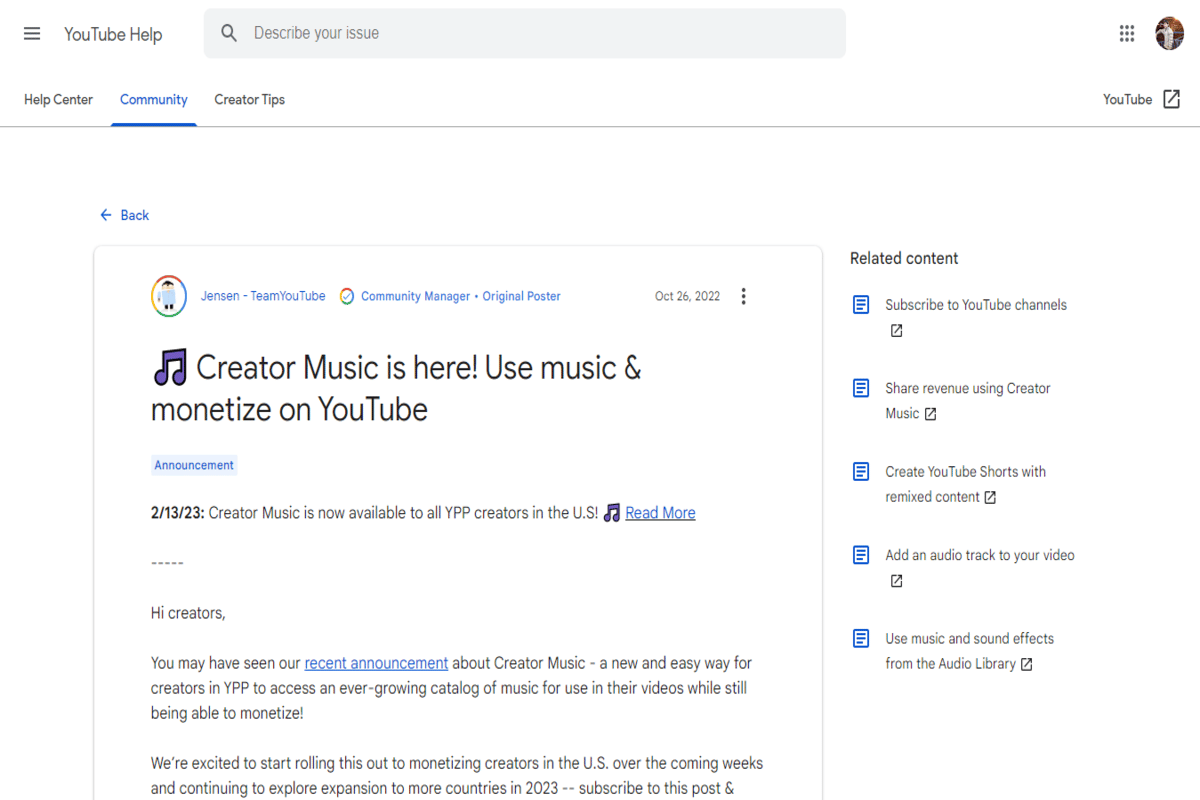 YouTube lanza su nuevo recurso de licencias de música comercial