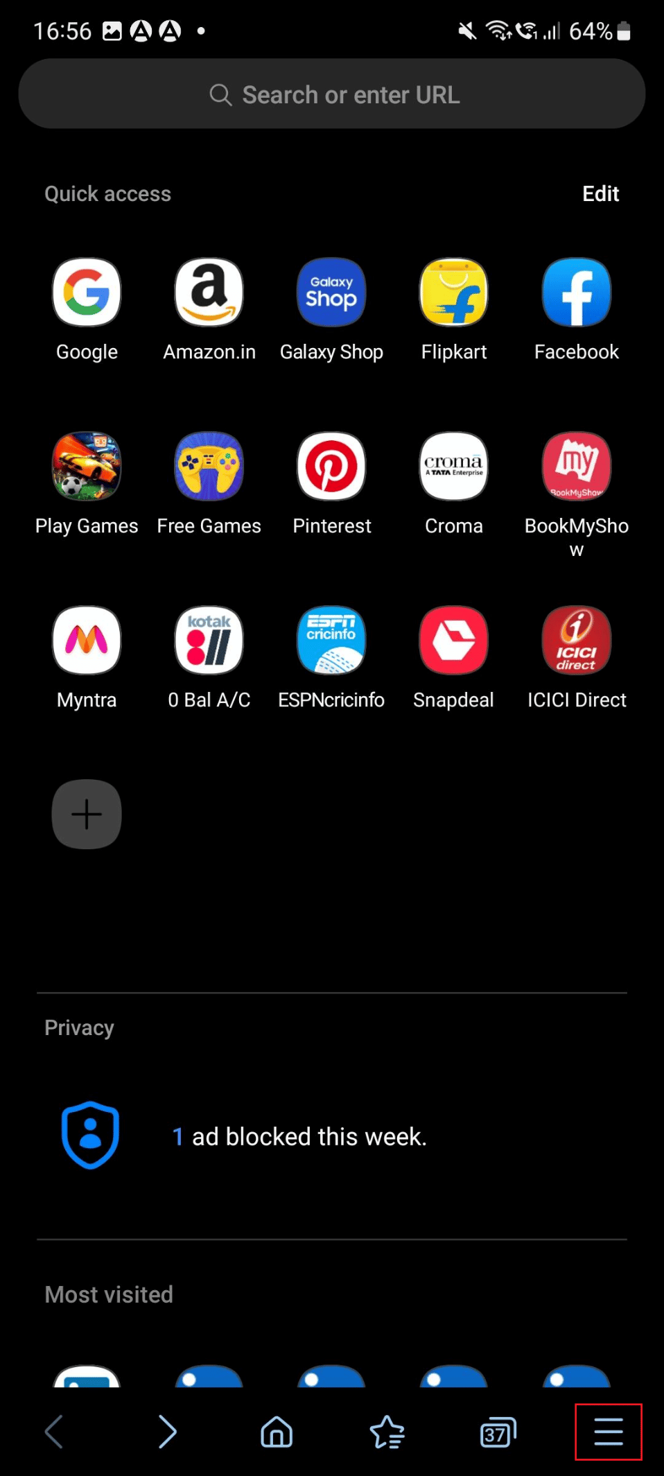 icono de tres líneas en internet s21