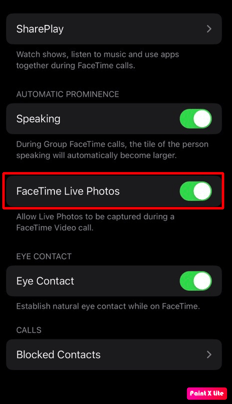alternar en el control deslizante de fotos en vivo de Facetime |  cómo ver fotos de FaceTime y puedes guardar videos de FaceTime