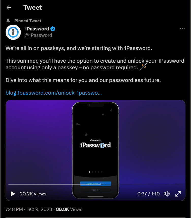 Twittear por 1Password