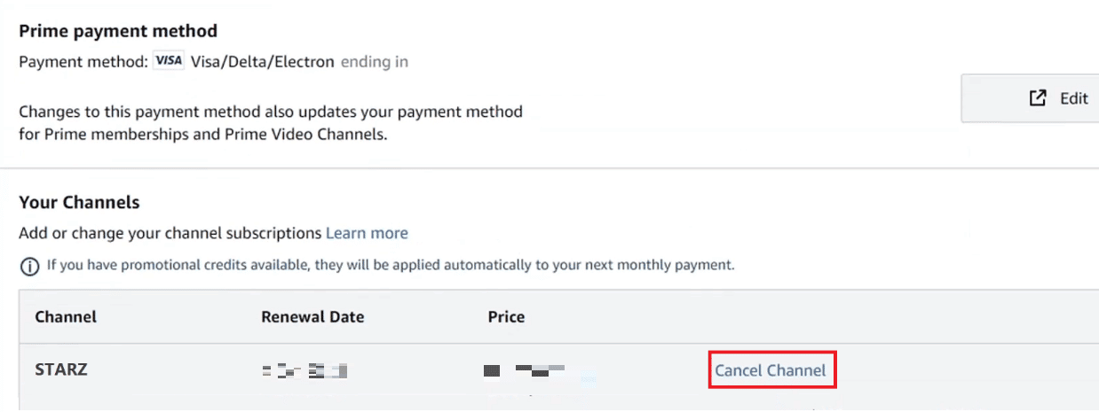 haga clic en Cancelar canal |  Cómo cancelar Amazon Prime Video