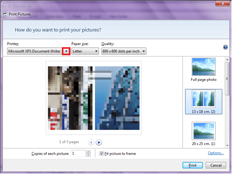 Asistente de impresión de imágenes de Windows