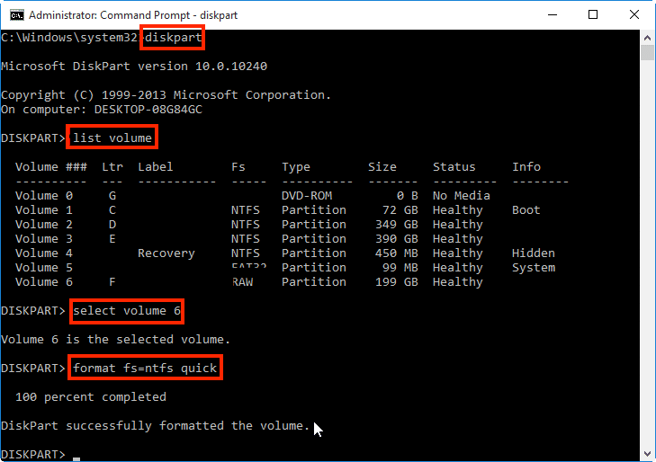 Escriba list disk o list volume y presione Enter.  Arreglar la pantalla azul de la muerte de Rainbow Six Siege