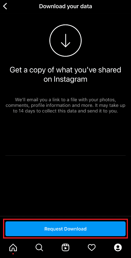 Toque Solicitar descarga |  Cómo escuchar el mensaje de voz de Instagram