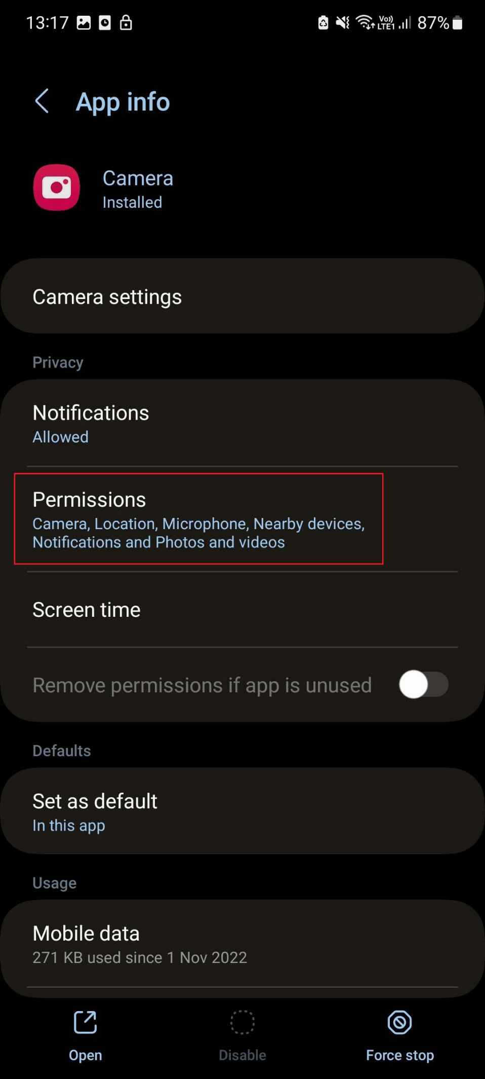 permiso s21 |  La cámara de Android no funciona