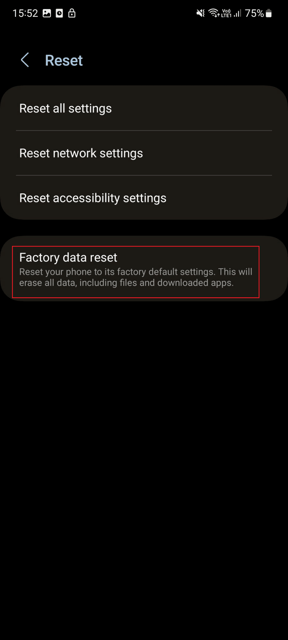 restablecimiento de datos de fábrica s21