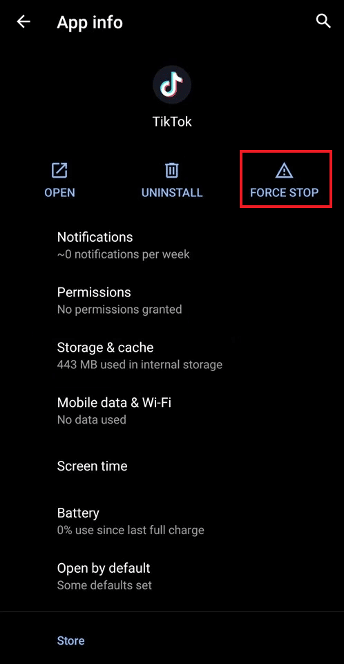 Toque Forzar parada para detener tiktok |  Cómo reparar el error 2433 de TikTok