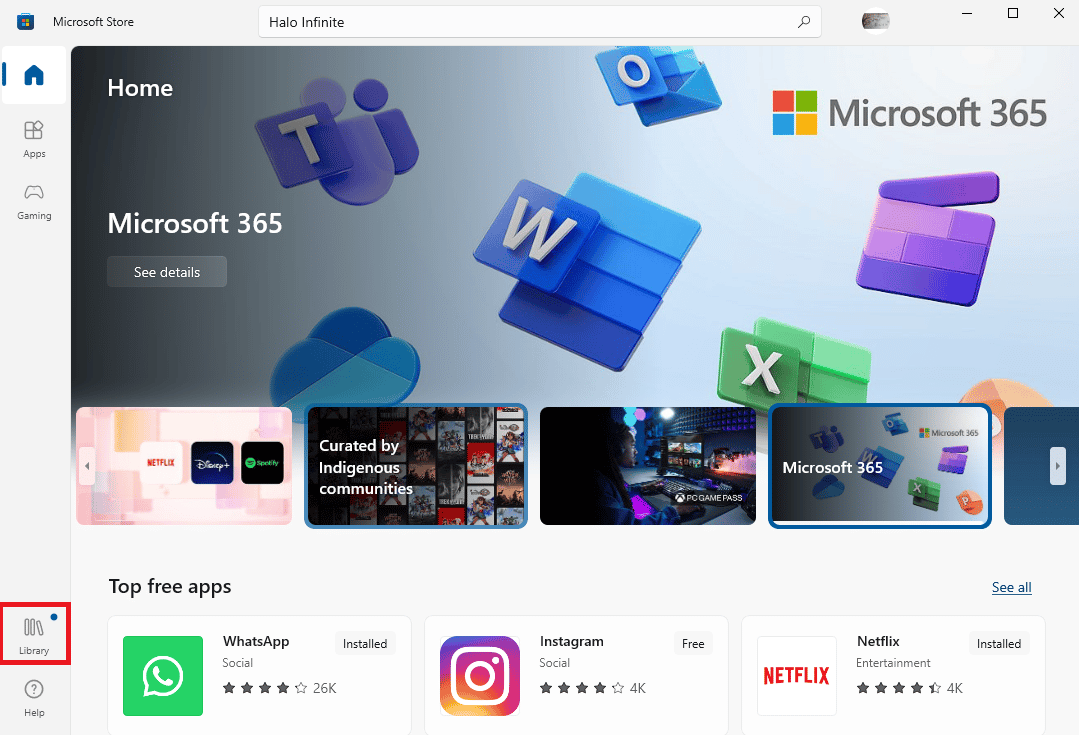Localice y haga clic en Biblioteca