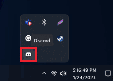 Vaya a la barra de tareas de Windows y haga clic con el botón derecho en el icono de Discord
