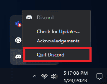 Haga clic en la opción Salir de Discord