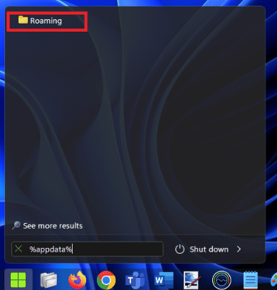 Haga clic en %appdata% o en la carpeta Roaming