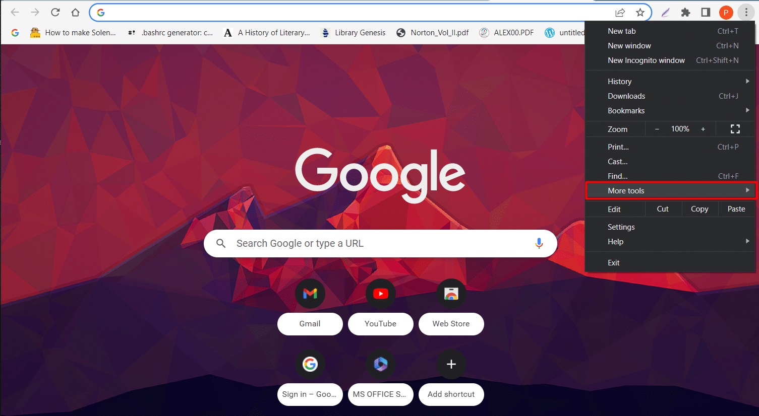 Elija Más herramientas en Chrome.  7 formas de arreglar el código de error 401 de Disney Plus