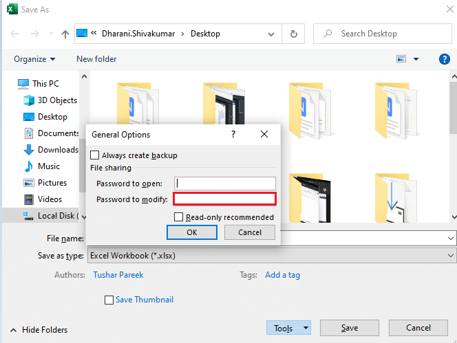 escriba una contraseña en el campo Contraseña para modificar. Cómo hacer que un archivo de Excel sea de solo lectura