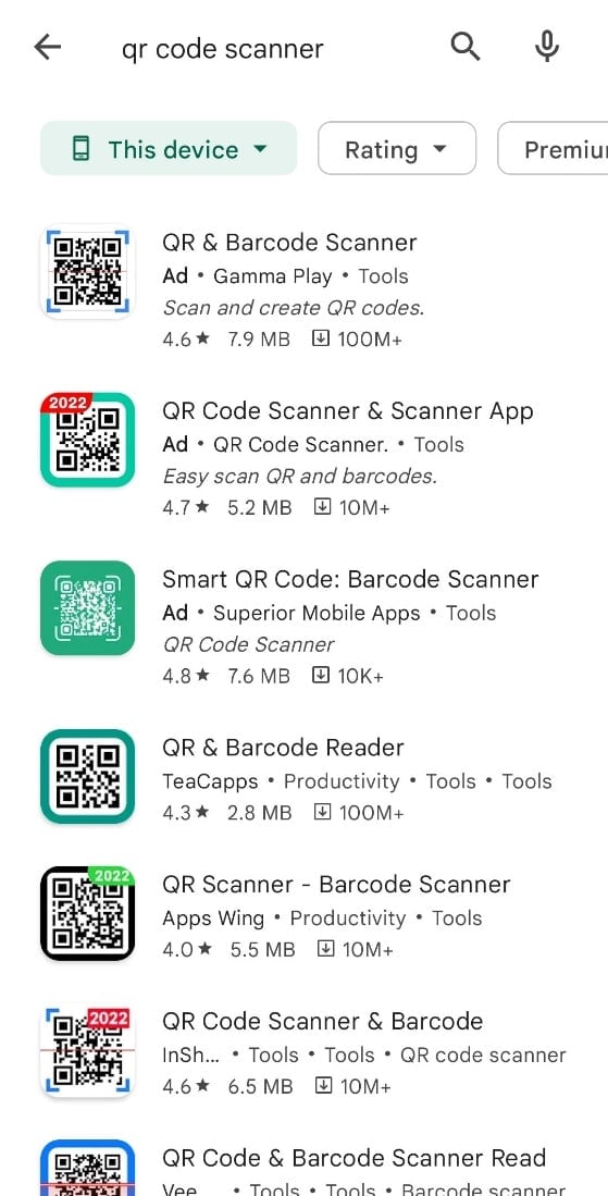 Utilice un escáner de código QR de terceros 