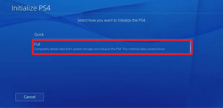 Presiona en Completo una vez Selecciona cómo quieres inicializar la PS4 surge |  HBO Max no funciona en PS4 o PS5