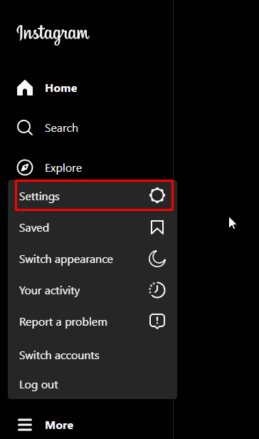 En el menú desplegable, seleccione Configuración