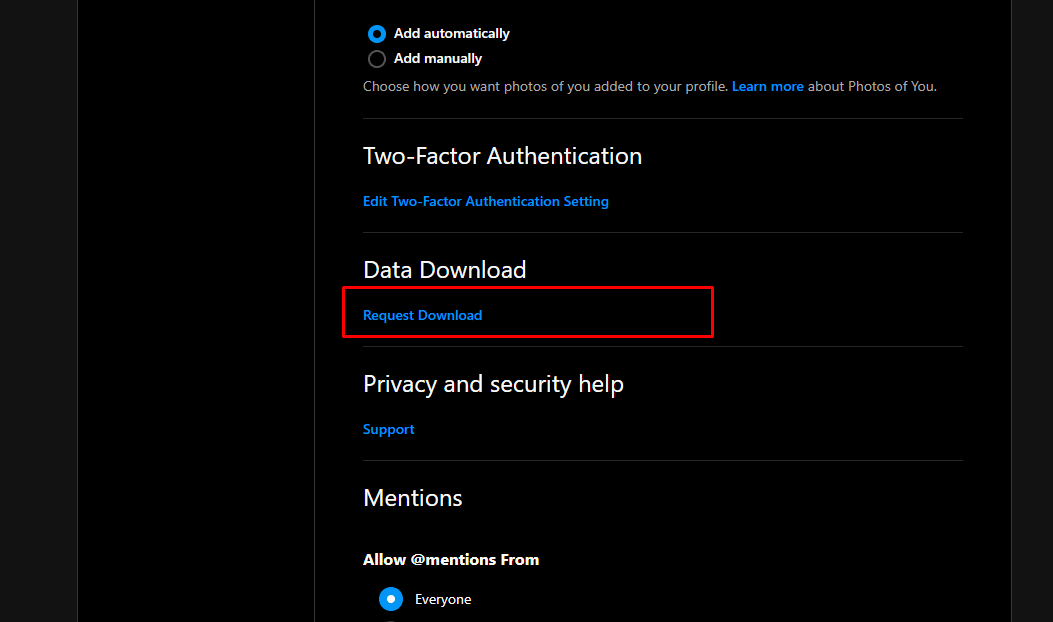 Haga clic en la opción Solicitar Descarga |  Comprobador de edad de Instagram por eBuzzPro