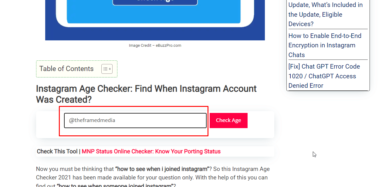 Llena la barra de búsqueda con el nombre de usuario de Instagram