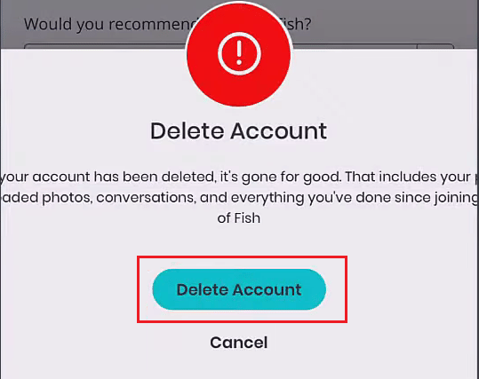 Desde la ventana emergente de confirmación, toque Eliminar cuenta