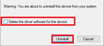 Marque la casilla junto a Eliminar el software del controlador para este dispositivo y haga clic en Desinstalar.  Arreglar el controlador PS5 que no funciona en la PC