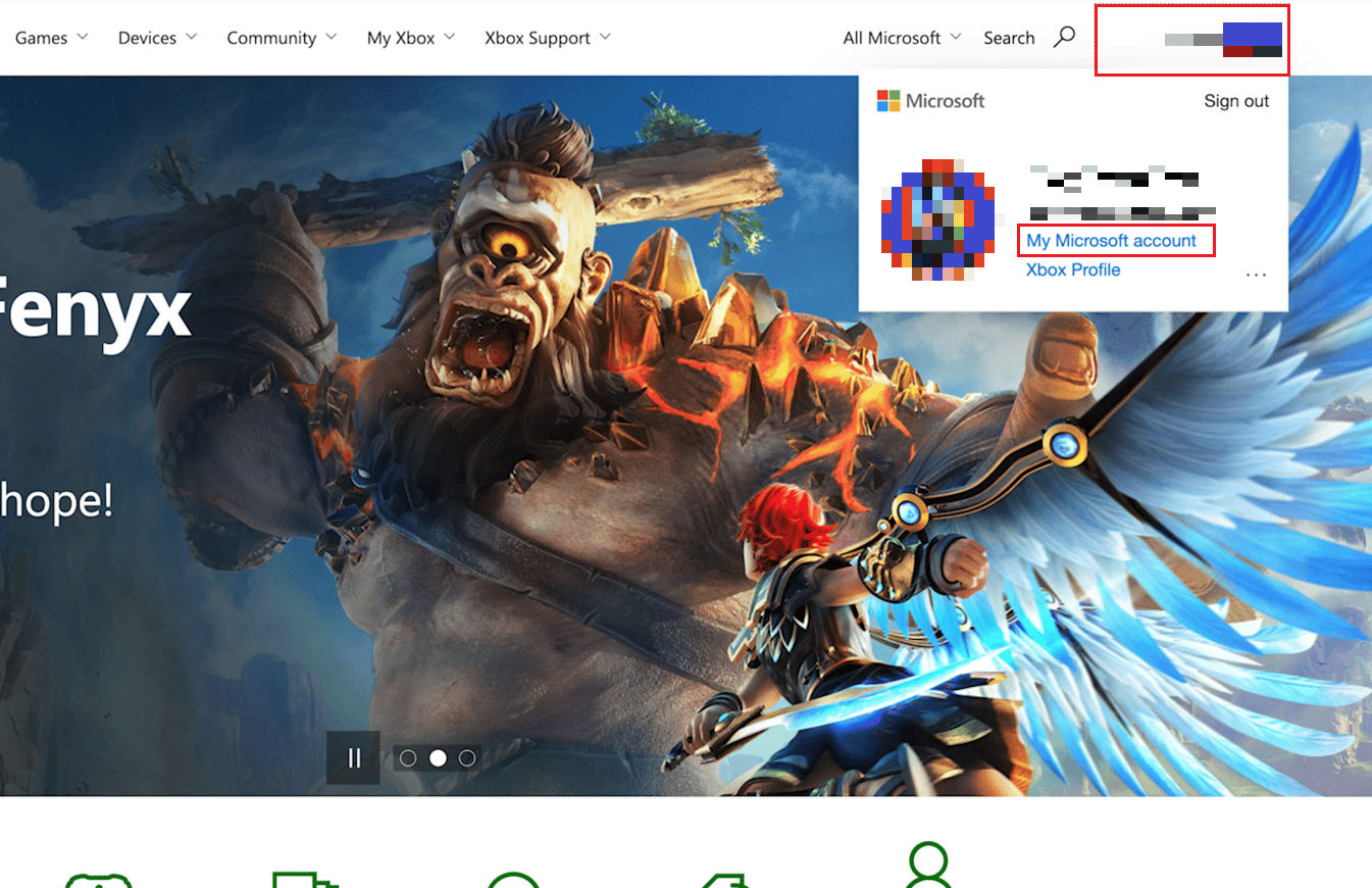 Haga clic en el icono de su perfil - Mi cuenta de Microsoft