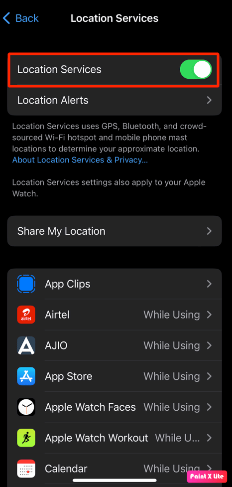 activar los servicios de ubicación 