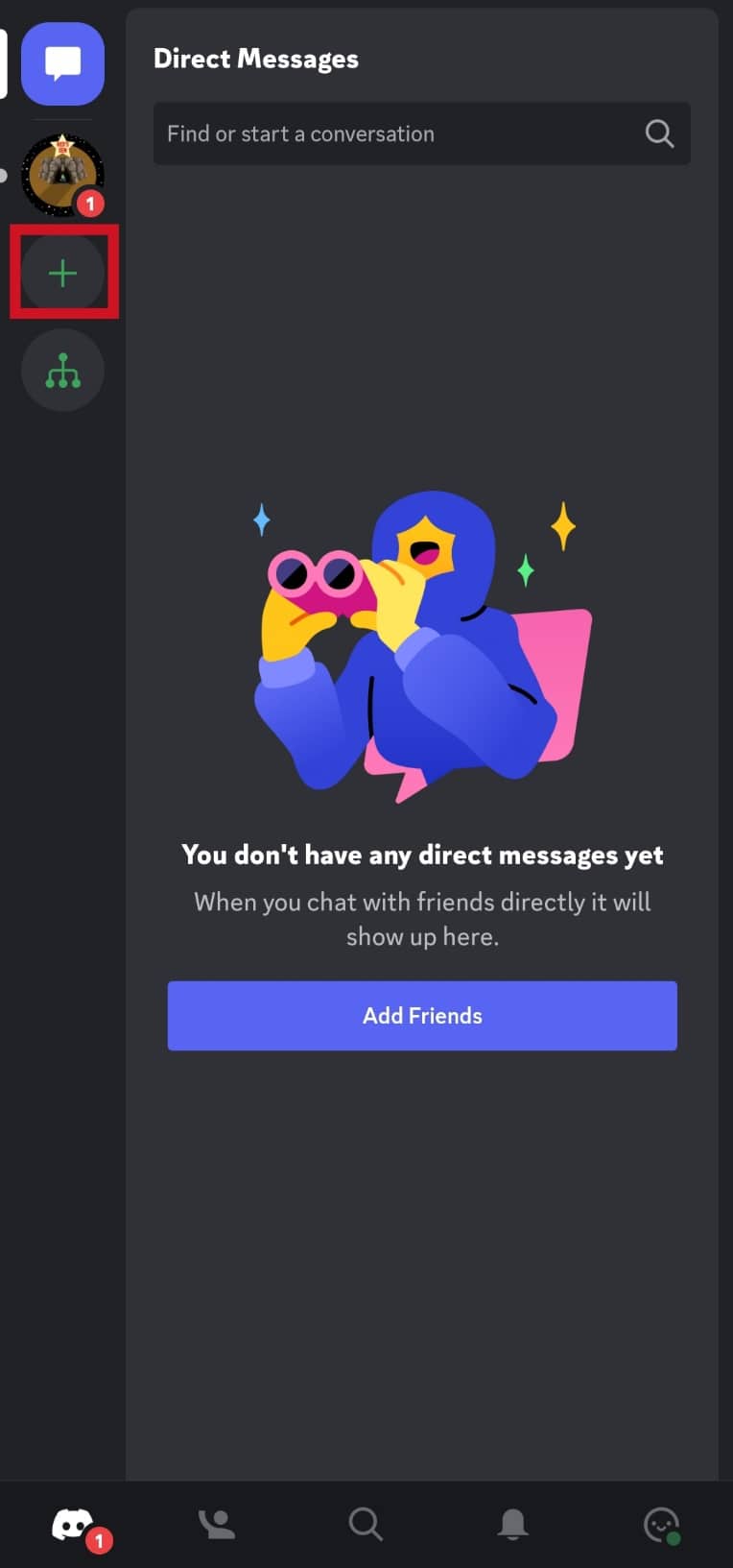 Toque el ícono más en la esquina superior izquierda de la pantalla | Cómo buscar en Discord Mobile