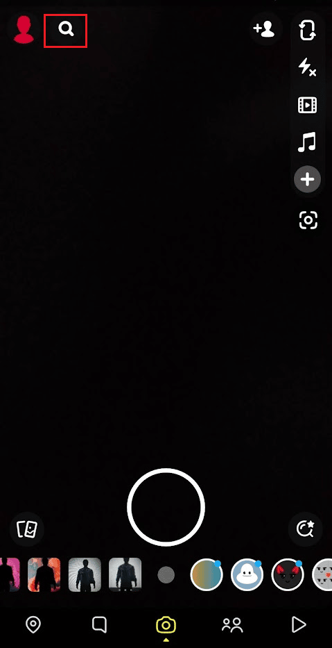 Toque el ícono de búsqueda en la esquina superior izquierda junto al ícono de su perfil |  Cómo obtener el filtro de Disney Pixar en Instagram