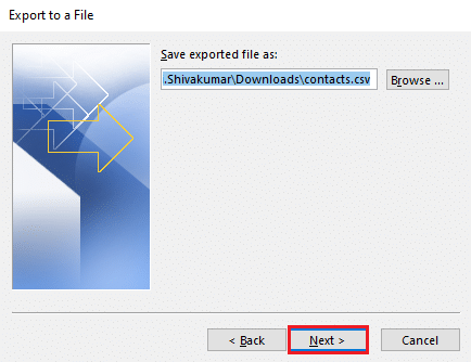 elige la ubicación de destino en tu PC