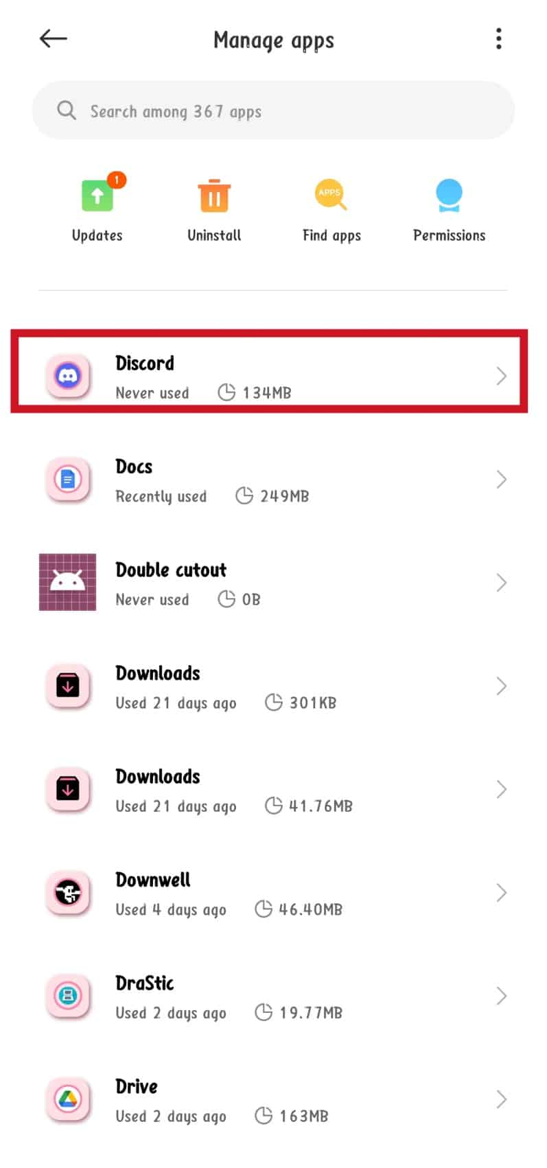 Toca la aplicación Discord