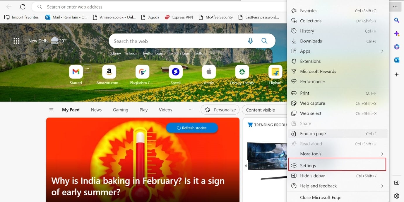 configuración de borde