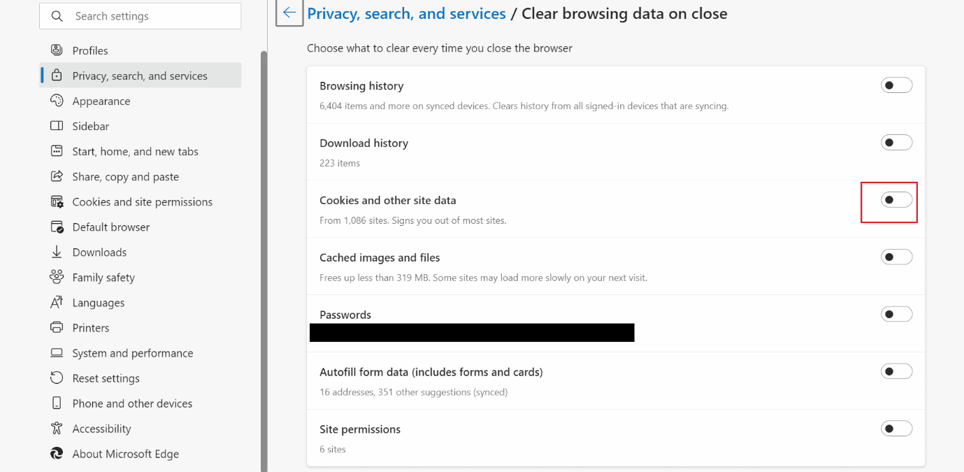 cookies y otros datos del sitio edge |  Cómo borrar caché y cookies en Microsoft Edge