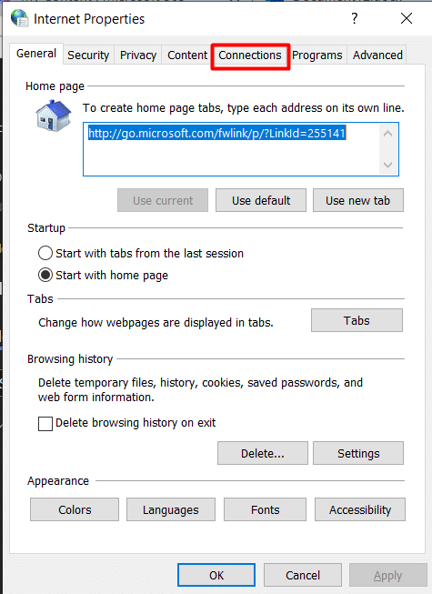 Haga clic en la pestaña Conexiones