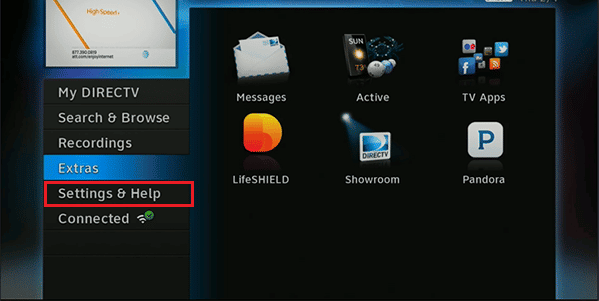 Seleccione Configuración y ayuda en el panel izquierdo