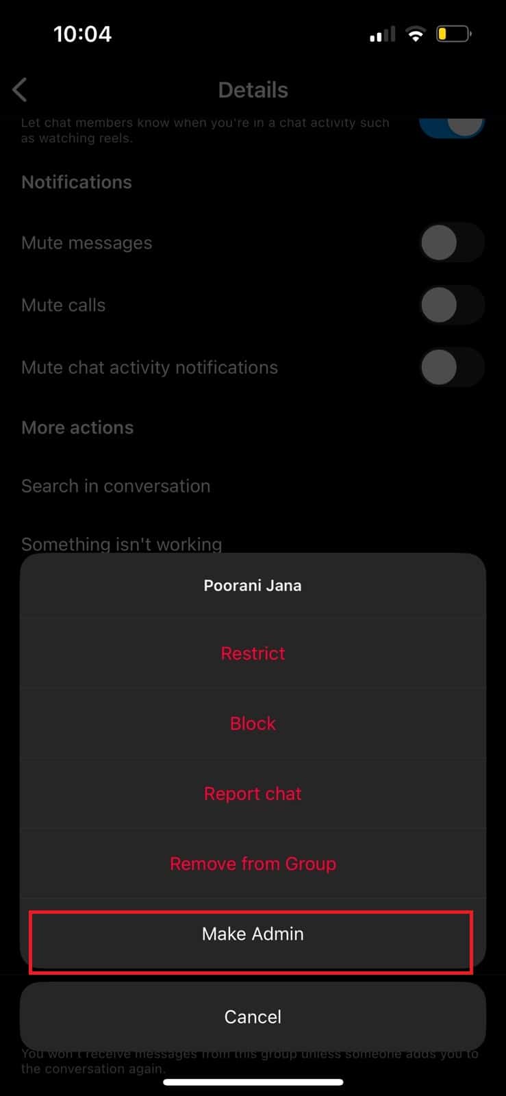 Seleccione Convertir en administrador.