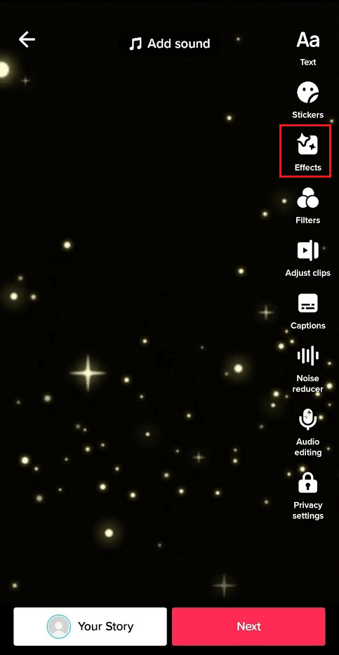 toque en la pestaña Efectos