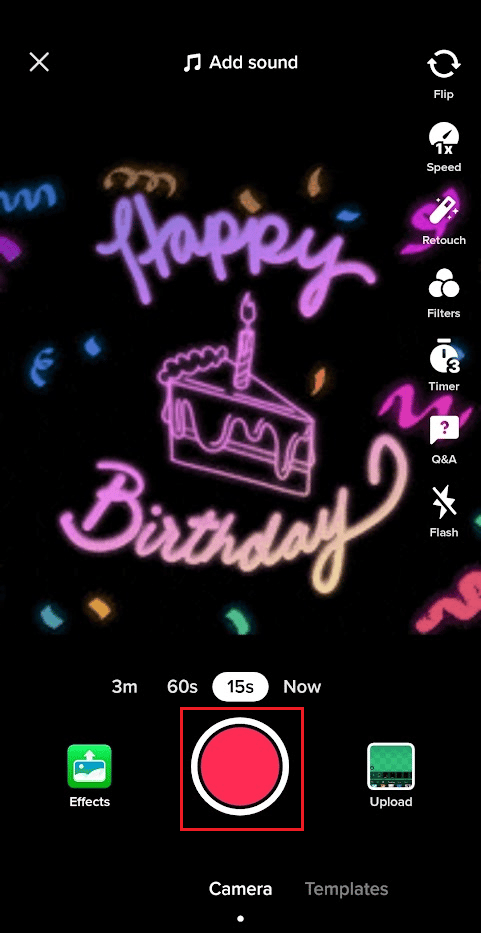 Toque y mantenga presionado el botón Grabar para grabar el video deseado