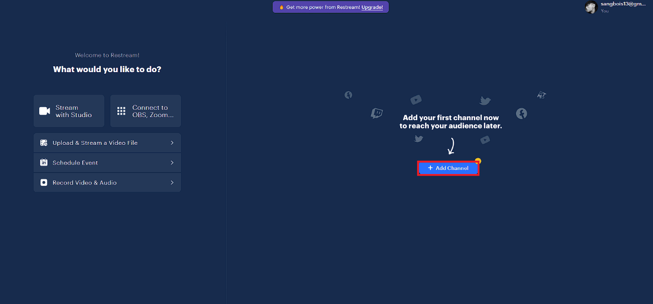 haga clic en el botón Agregar canal