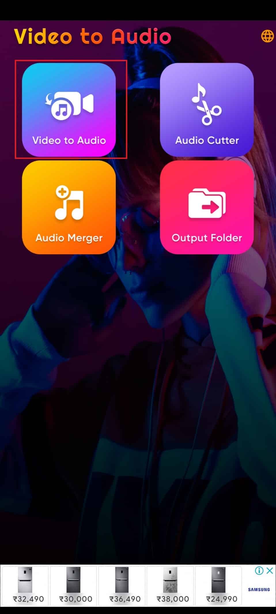 Toque Video to Audio y seleccione y seleccione el video TikTok guardado de la galería 