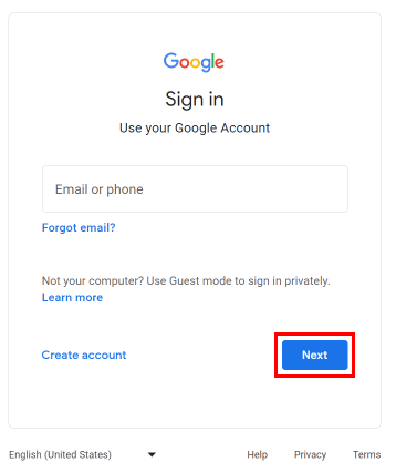 Ingrese su correo electrónico o número de teléfono y haga clic en el botón Siguiente.  |  Cómo quitar YouTube de Smart TV