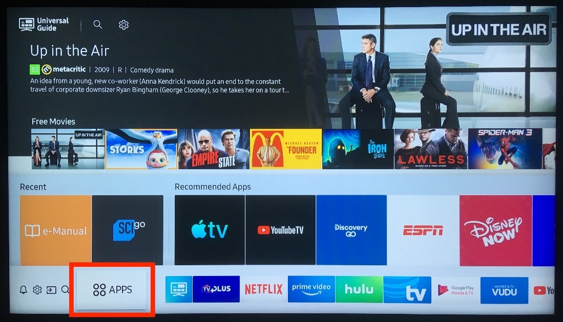 Seleccione APLICACIONES en su pantalla |  Cómo quitar YouTube de Smart TV