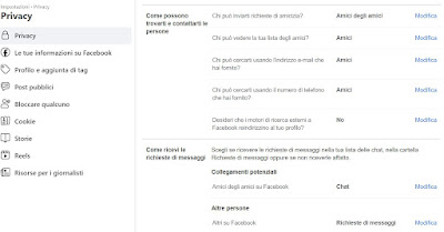 Menú de privacidad avanzado