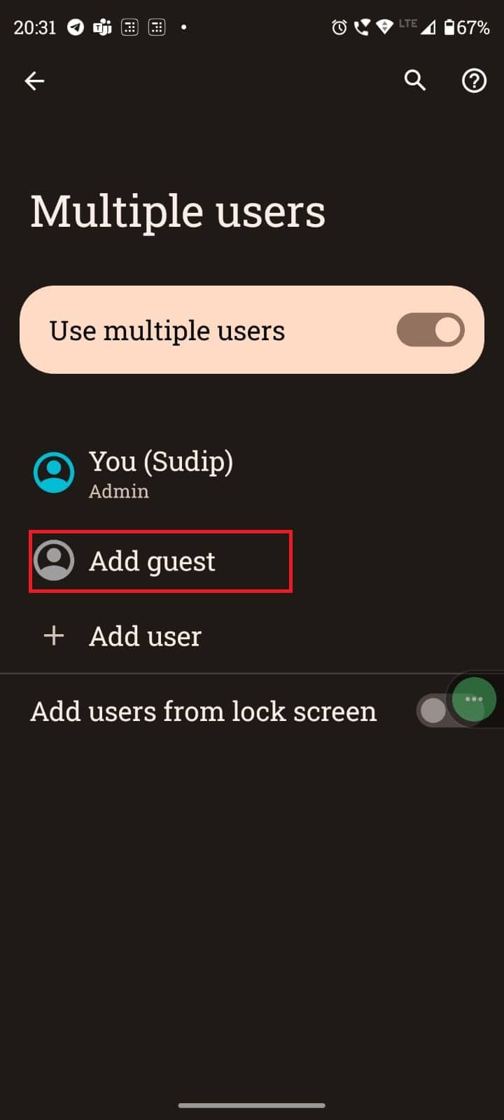 toca agregar invitado | Función de aplicación de clonación de Android 14