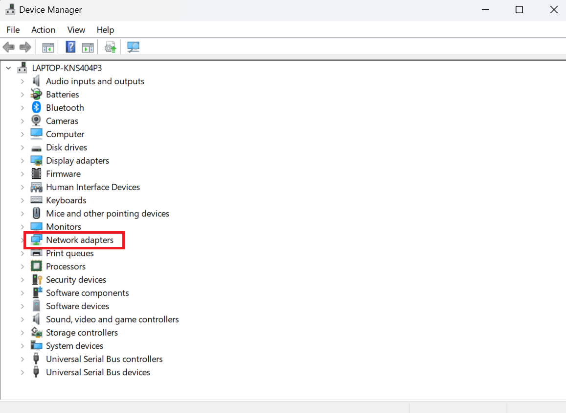 adaptador de red en el administrador de dispositivos