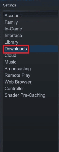 opción de configuración de vapor