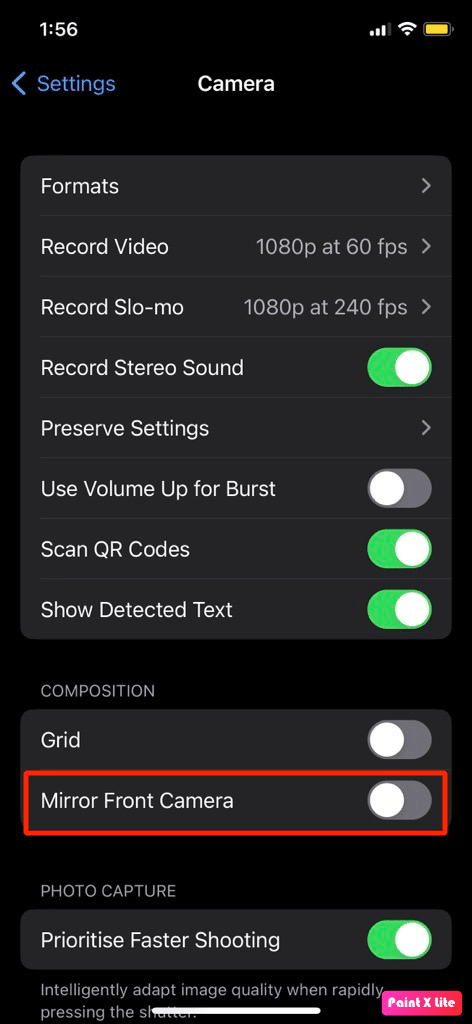 desactivar la cámara frontal del espejo | Cómo desenroscar selfies en iPhone | cómo dejar de voltear selfie en iPhone
