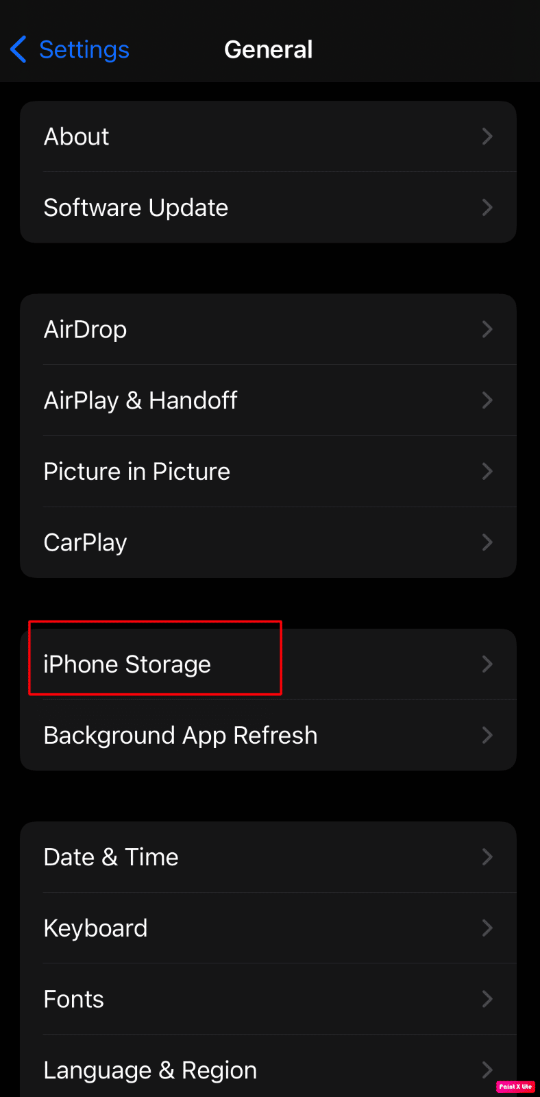 elige la opción de almacenamiento del iPhone | no se puede instalar la actualización de iPhone
