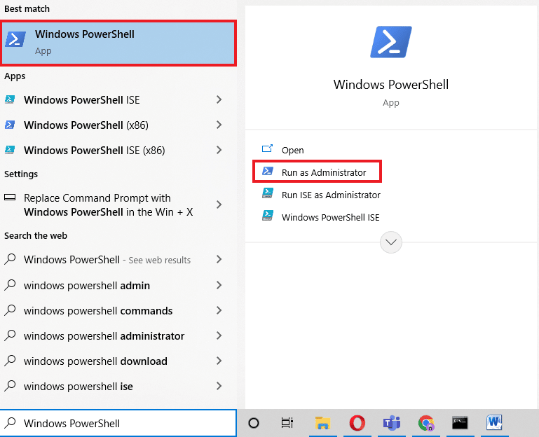 Abra Windows PowerShell como administrador